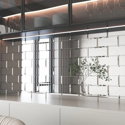 Miniatura 12 de Azulejo de Espejo de Vidrio Biselado Antiguo Despegar y Pegar de 3 x 3 Pulgadas para Salpicadero de Cocina y Pared de Baño (32 Piezas)