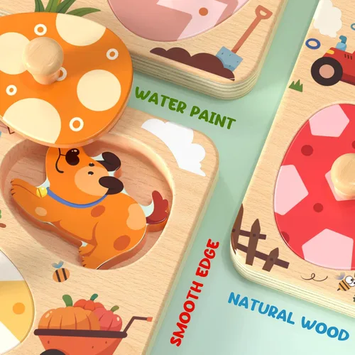 Miniatura 5 de Zeoddler Rompecabezas de madera de Pascua para niños pequeños, 8 piezas de rompecabezas de huevos a juego de animales de granja, juguetes Montessori