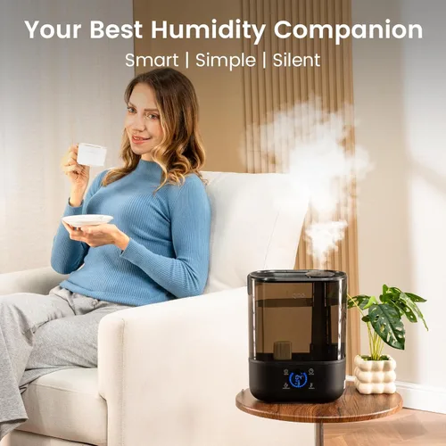 Miniatura 7 de COMHOMA Humidificadores inteligentes para dormitorio, humidificador de llenado superior de 5 L, difusor de aceite esencial para bebés y plantas, 3