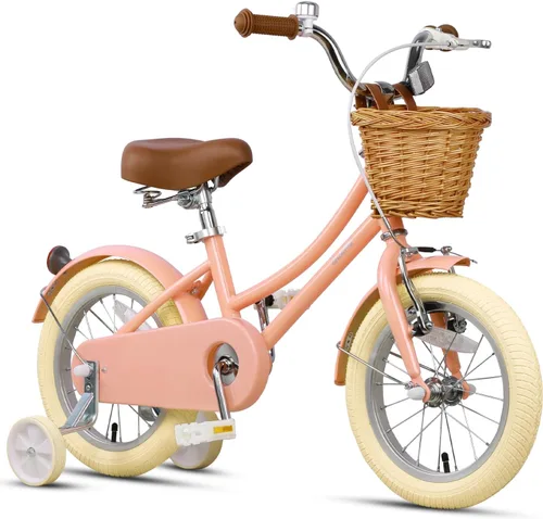 Miniatura 40 de Glerc Little Molly - Bicicleta de crucero retro para niños de 2 a 13 años de edad con cesta de mimbre y ruedas de entrenamiento/soporte, varios