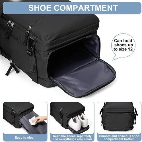 Miniatura 4 de Mochila de viaje Suwasp para mujer aprobada por aerolíneas, equipaje de mano aprobado para vuelos, mochila para hombre, Negro, Mediana, Moderno