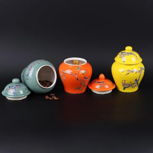 Miniatura 8 de XINGYAN Chinoiserie - Juego de 3 tarros de jengibre, porcelana china azul y blanca, tarro de almacenamiento decorativo para el hogar con tapa