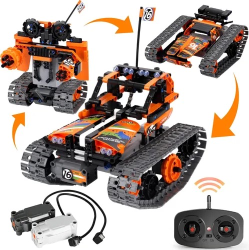BIRANCO. STEM - Kit de construcción de control remoto 3 en 1 RC Tracked Racer/Tank/Robot Engineering Toys, juego de construcción científica, auto de