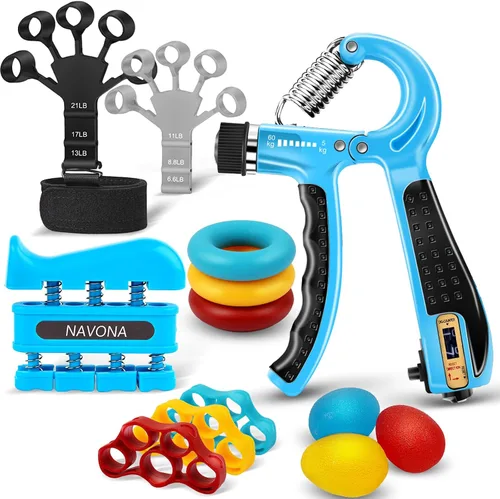 Kit de entrenamiento de fuerza de agarre de 13 piezas, fortalecedor de agarre de mano, fortalecedor de antebrazo, fortalecedor de dedos, ejercitador