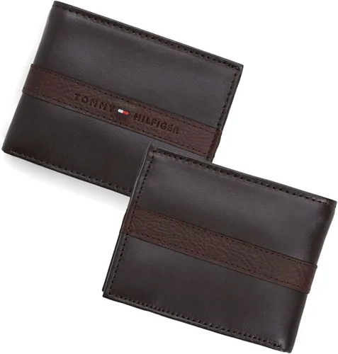 Miniatura 5 de Tommy Hilfiger Billetera plegable delgada de cuero para hombre con bolsillo para monedas