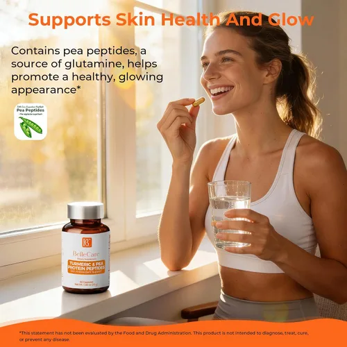 Miniatura 5 de BELLECARE Suplemento de cúrcuma de 780 mg con pimienta negra, vitamina C, té verde y péptidos de guisantes, apoyo antioxidante para la salud