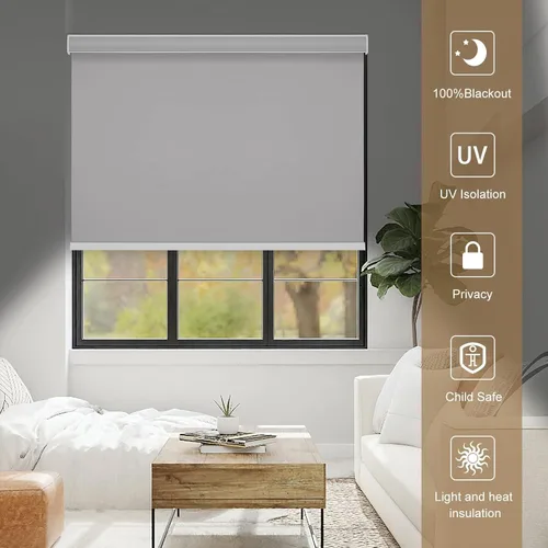 Miniatura 3 de Changshade Persianas enrollables 100% opacas sin cordones para ventanas, persianas de parada libre, tela aislante térmica, protección UV, persianas