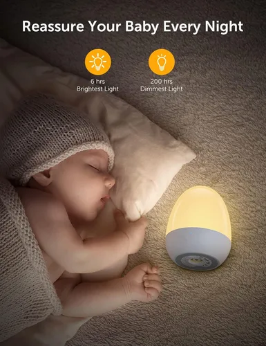 Miniatura 3 de Luz nocturna para bebé para niños, luz nocturna de huevo portátil con base de carga estable, lámpara nocturna táctil de guardería para lactancia