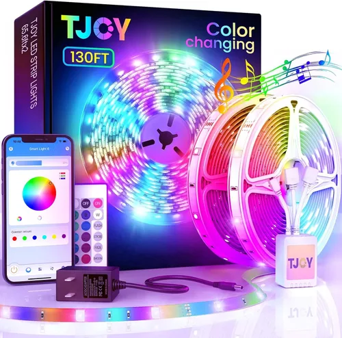 Miniatura 8 de TJOY Luces LED para dormitorio de 25 pies, tira de luces LED RGB que cambian de color con control remoto y aplicación inteligente, luces de cuerda