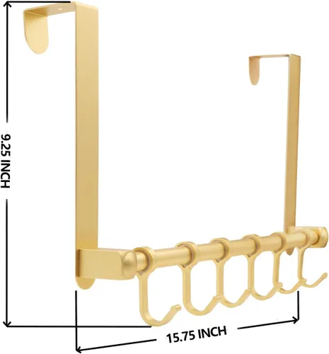 Miniatura 2 de Ganchos sobre la puerta, colgador de puerta, perchero de 6 ganchos para colgar sobre la puerta, organizador de puerta de aluminio resistente