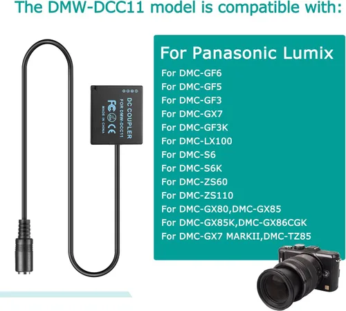 Miniatura 3 de DMW-DCC11 Acoplador DC DMW-BLG10 Batería ficticia + cable USB DMW-AC8 + adaptador para Panasonic Lumix DMC GF6 GX7 GF3 GF5 ZS100 ZS60 LX100 GX85