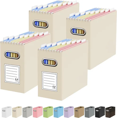Miniatura 31 de Oterri Caja organizadora de archivos de cartón para colgar carpetas de archivos, tamaño carta, caja de archivos para escritorio de computadora