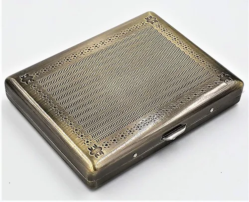 Miniatura 2 de Estuche para cigarrillos retro estilo victoriano con soporte metálico para tamaño regular, king y 100's, tarjetero de bolsillo con patrón grabado