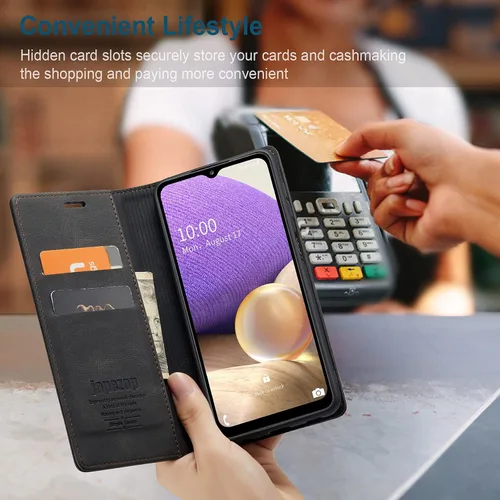 Miniatura 8 de Funda tipo cartera para Samsung Galaxy A32 5G con bloqueo RFID, tarjetero y función atril magnético, funda de cuero con tapa para Samsung Galaxy A32