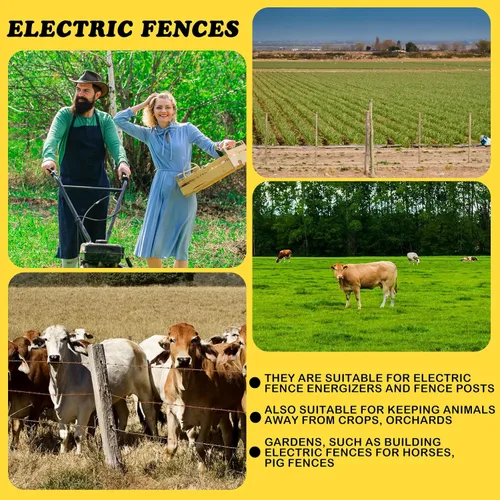 Miniatura 6 de Tandefio 25 aisladores eléctricos de valla de 5 pulgadas para postes de madera, alambre de esgrima de animales de alta resistencia, valla plana