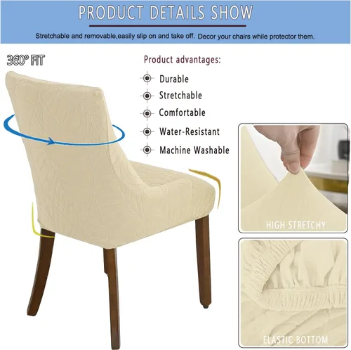 Miniatura 3 de Wingback - Funda impermeable para silla, funda de jacquard elástica (beige, 1 unidad) Instant room refresh with easy cleanup, dependable mess