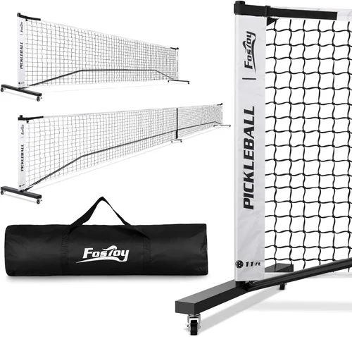 Miniatura 10 de Fostoy Portable Pickleball Net Set with Wheels, Regulation Size 22 FT & Half Court 11 FT, Steady Metal Frame Pickle Ball Net Set System with Carry