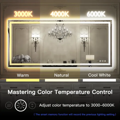 Miniatura 4 de ISKM Espejo LED de 32 x 32 pulgadas para baño, espejo de tocador iluminado para luces delanteras de pared + espejo de baño LED retroiluminado