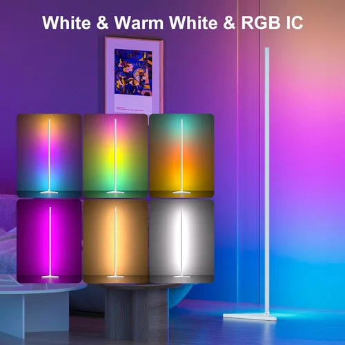 Miniatura 5 de MIHEAL Lámpara de pie de esquina – Lámpara de esquina LED RGB inteligente con aplicación y control remoto, 16 millones de colores y más de 68 Blanco