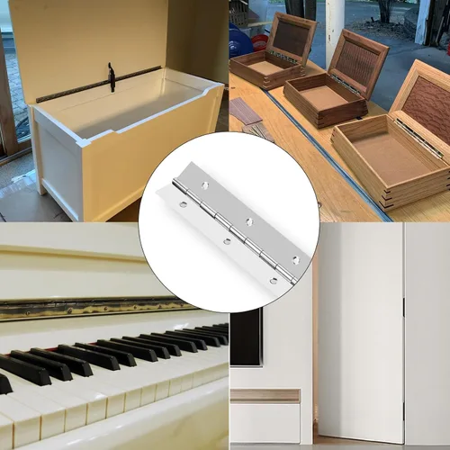 Miniatura 5 de 2 piezas bisagras de piano de 12 pulgadas de acero inoxidable continuas y bisagras de piano resistentes, grosor de hoja de 0.04 pulgadas, longitud