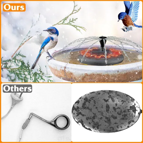 Miniatura 3 de Calentador de baño para pájaros para exteriores con bomba de agua, descongelador para baños de pájaros con control termostático y cable de 3.3 pies