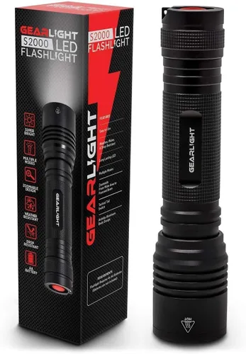 GearLight S2000 - Linterna LED de alto lúmen, súper brillante, potente, táctica de tamaño mediano para actividades al aire libre y uso de emergencia