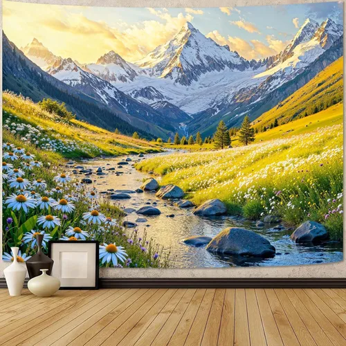 Miniatura 53 de Zussun Tapiz de Bosque Natural de Montaña Tapiz Verde de Pino Luz Solar Selva para Dormitorio Estético Planta Paisaje de Montaña Tapices Pequeños