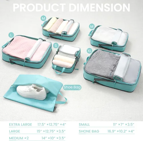 Miniatura 15 de BAGAIL 4 Set/6 Set Ultraligero Compresión Embalaje Cubos Organizador de Embalaje para Accesorios de Viaje Equipaje Maleta Mochila