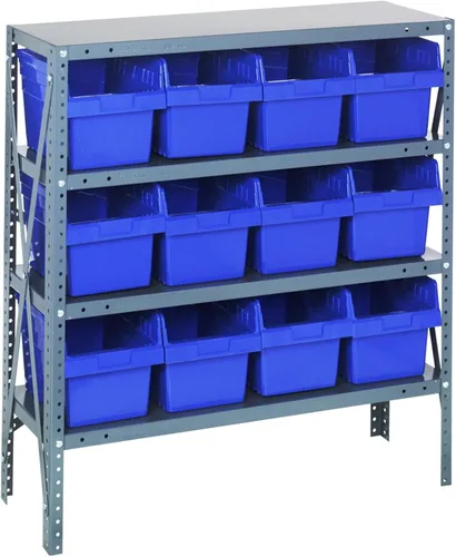 Miniatura 233 de Quantum QSBU-245BK Heavy Duty Shelving Unit with (7) Shelves and (24) QUS245 Black Bins for Garage Warehouse Storage Distribution 400 lb Load