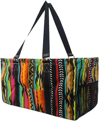 Miniatura 80 de NGIL Bolsa de comestibles reutilizable extra grande plegable de gran tamaño para comestibles, almacenamiento, picnic, playa, Flecha-negro