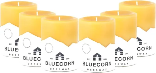 Miniatura 14 de Bluecorn Beeswax Vela de Pilar, 100% Cera de Abejas Natural Pura, Velas 2x3, Combustión Limpia y Sin Goteo, Larga Duración (25 Hr) Sin Parafina