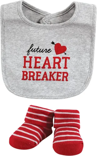Miniatura 308 de Hudson Baby Conjunto de babero y calcetines unisex de algodón para bebé