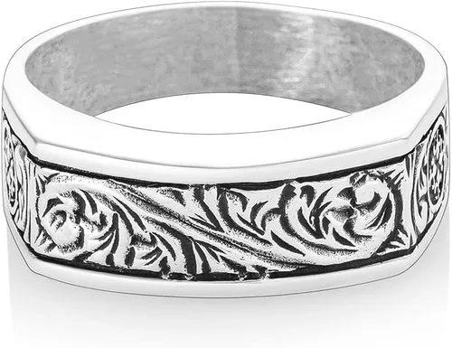 Miniatura 4 de 925 Sterlng Silver Handmade Engraved Ring for Men, Elegant Silver Band Rings for Women and Men, Wedding Rings for Men, Perfect gift for Special
