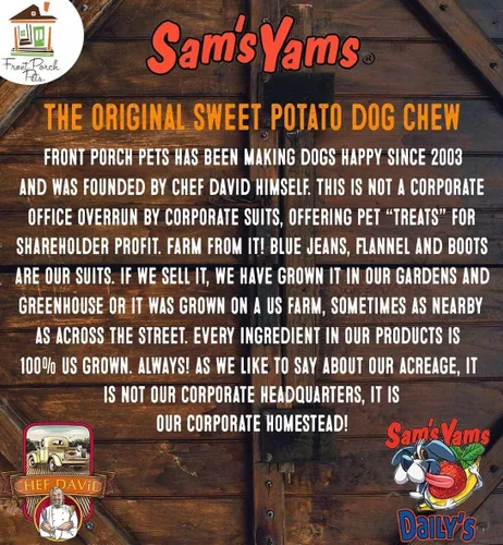 Miniatura 9 de Sams Yams Golosinas de batata para perros, golosinas saludables para perros grandes – Golosinas para perros dulces hechas en Estados Unidos