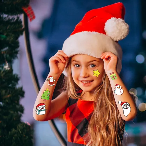 Miniatura 3 de winthrop 240 tatuajes temporales luminosos de Navidad a granel para niños, que brillan en la oscuridad, tatuajes envueltos individualmente, la mejor