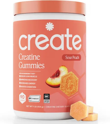 Miniatura 14 de Create - Gomitas de creatina monohidratada con 1.5 g de creatina por gomita para fuerza muscular, resistencia, recuperación y concentración