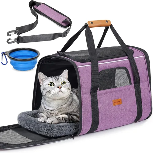 Miniatura 20 de morpilot - Bolsa de transporte para mascotas, portátil, de tela plegable, para perros o gatos, jaula para mascotas con zíperes de seguridad