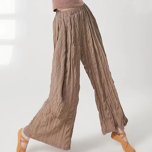 Miniatura 6 de Mnyycxen Womens Cozy Pants Fashion Ruched High Waist Trousers Side Graphic Twill Pants Casual Wide Leg Flowy Yoga Pant