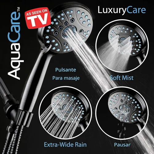 Miniatura 6 de Hotel Spa AquaCare Cabezal de regadera de mano de alta presión de 8 modos – Boquillas antiobstrucción, lavado a máquina integrado para limpiar