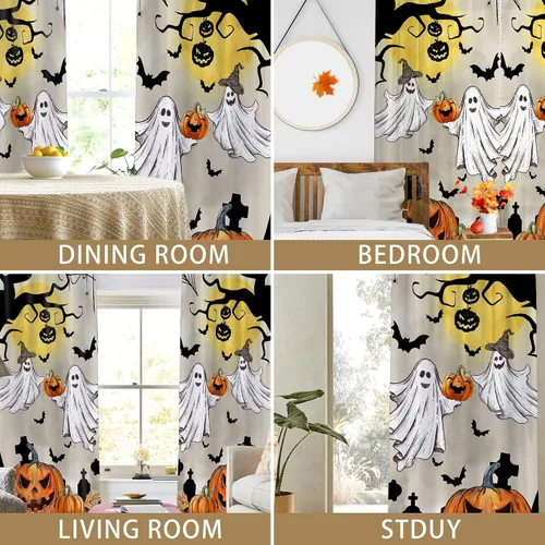 Miniatura 3 de pinata Juego de 3 cortinas de otoño para cocina, cenefa de cortinas de ventana de Acción de Gracias, cortina escalonada con bolsillo para barra