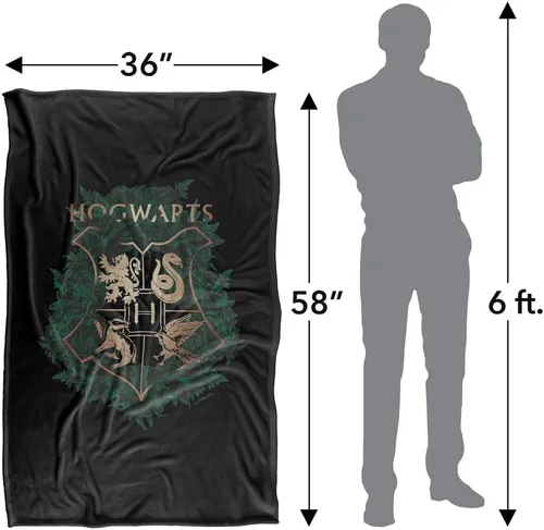 Miniatura 5 de Harry Potter Hogwarts - Manta con diseño floral verde y dorado con diseño de cresta sedosa al tacto, súper suave, 36 x 58 pulgadas, diseño floral