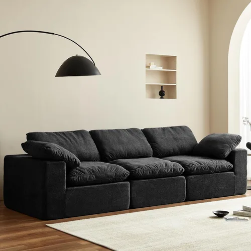 Miniatura 6 de Swbvs Sofá modular de 2 piezas, sofá de piso sin brazos, sofá de espuma comprimida sin montaje para sala de estar y apartamento Beige