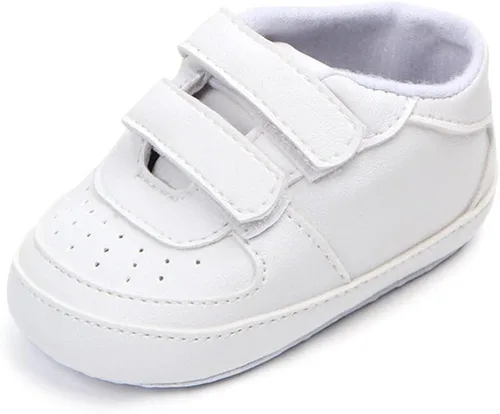 KKIIDDSS Unsex - Zapatos de piel sintética para bebés y niñas, con parte superior alta, con cordones, suela suave, antideslizantes, para recién