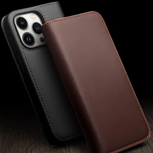 Miniatura 4 de COOVS Funda tipo cartera para iPhone 14/14 Plus/14 Pro/14 Pro Max, funda con cierre magnético de piel auténtica de alta calidad, con bloqueo RFID