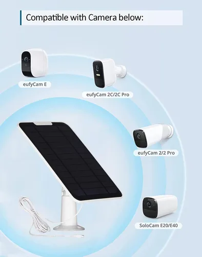 Miniatura 3 de Panel solar mejorado de 5 V 6 W para cámara de seguridad, compatible con Eufycam 2C/2C Pro/2/2 Pro/E20/E40/E, fuente de alimentación continua