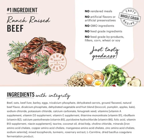 Miniatura 3 de The Honest Kitchen Whole Food Clusters Alimento Seco para Perros de Grano Entero con Carne de Res y Avena, Bolsa de 1 lb (Paquete de 2)