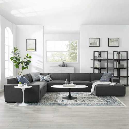 Miniatura 15 de Modway Restore - Sofá seccional tapizado de 5 piezas en color carbón
