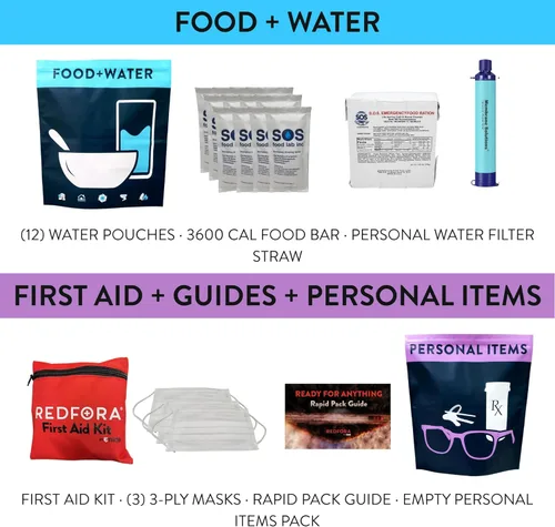 Miniatura 4 de Bolsa completa para terremotos: kit de emergencia de 3 días para terremotos, huracanes, incendios forestales, inundaciones + otros desastres