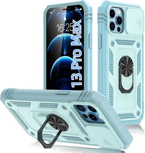 Miniatura 10 de Korecase Funda de protección para iPhone 12 Pro Max Kickstand con cubierta para lente de cámara, deslizante, grado militar, resistente, de doble Rosa