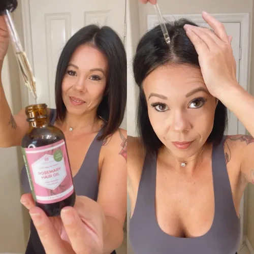 Miniatura 2 de Leven Rose Aceite orgánico de romero para el crecimiento del cabello con ricino, romero, menta, jojoba, argán, semillas de calabaza, extracto